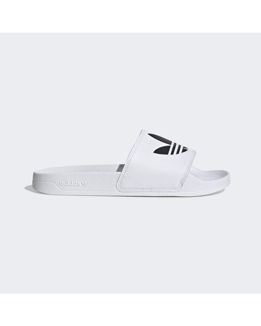Adidas Originals White Adilette Lite Slides for men