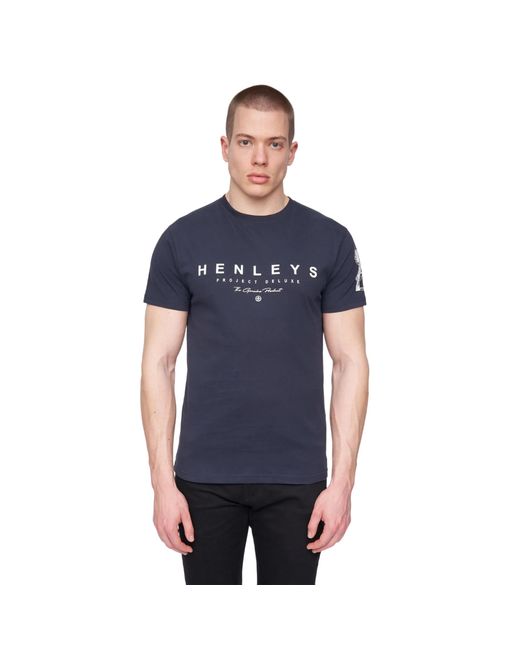 Henleys Blue Hentyme T-Shirt Cotton for men