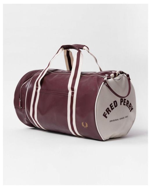 Fred Perry Red Recycled Polyester Classic Barrel Bag for men