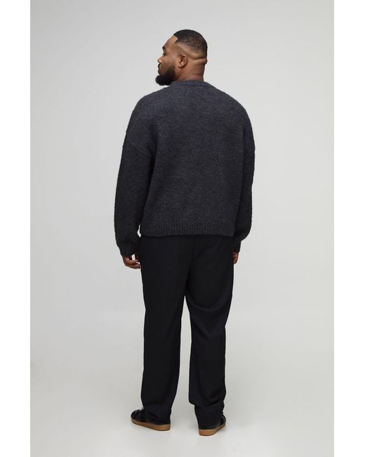 BoohooMAN Blue Plus Basic Boxy Fit Brushed Knitted Jumper for men
