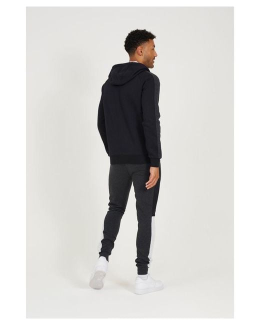 Brave Soul Blue Contrast Panel High Neck Full Zip Hoody And Jogger Set for men