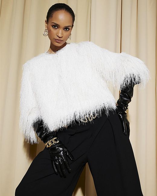 River Island White Cardigan Long Sleeve Fringed