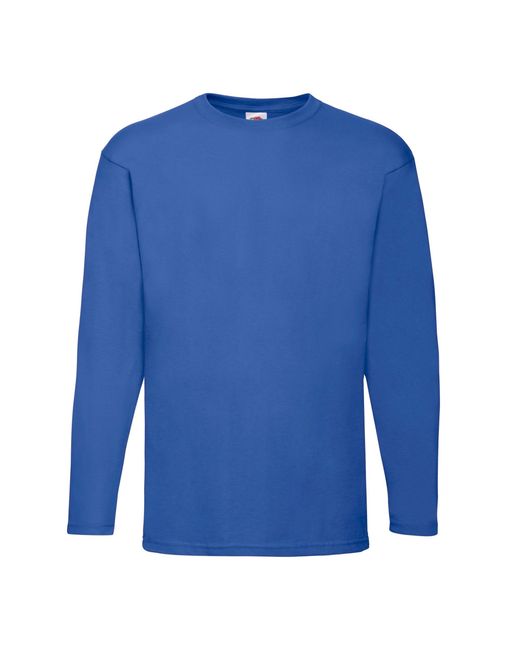 Fruit Of The Loom Blue Valueweight Long-Sleeved T-Shirt (Royal) Cotton for men