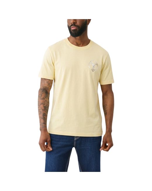 True Religion Natural T Shirts Embossed Foil Buddha Face Logo Cotton Tee for men