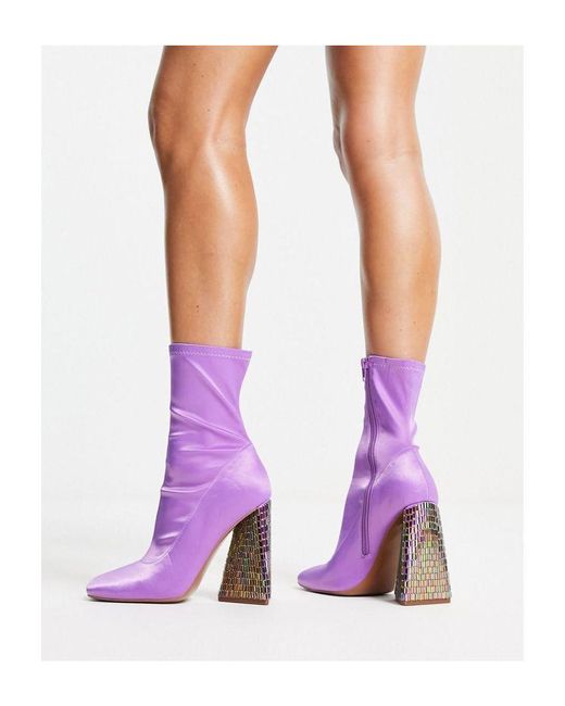 ASOS Purple Edison Triangular Heel Sock Boots