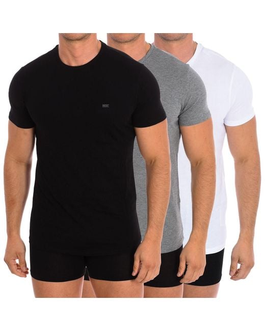 DIESEL Black Pack-3 Short-Sleeved T-Shirts Cotton 00Spdg-0Liad for men