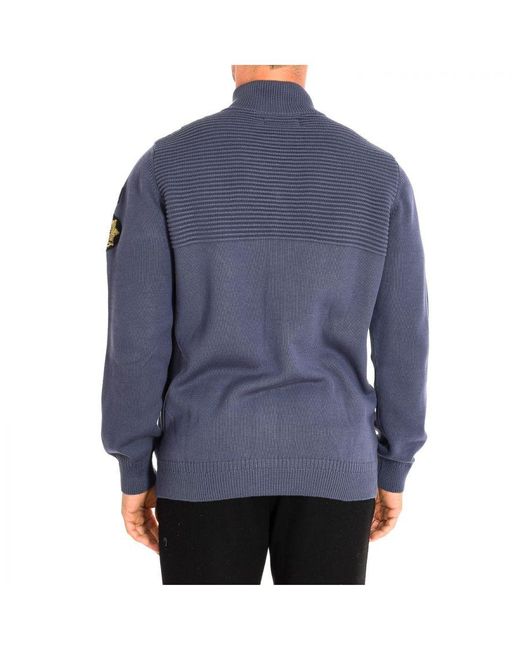 La Martina Blue Long Sleeve Knitted Sweater Tmsg30-Xc040 for men