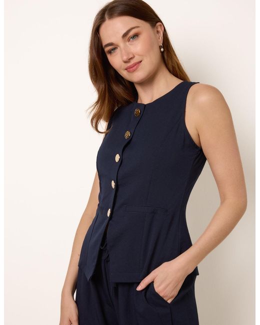 Blue Vanilla Blue Round Neck Button Through Vest & Trouser Set