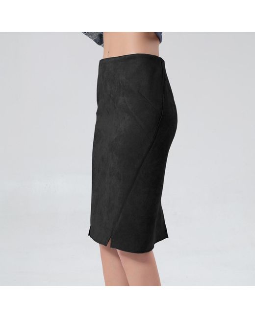 Smart & Joy Suede Rechte Rok in het Black
