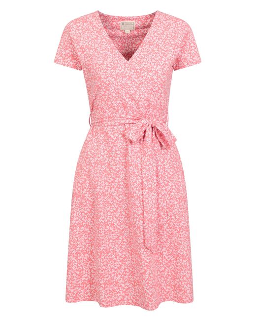 Mountain Warehouse Pink 'Santorini' Jersey Wrap Dress With Pockets Summer Comfy Outfit Cotton