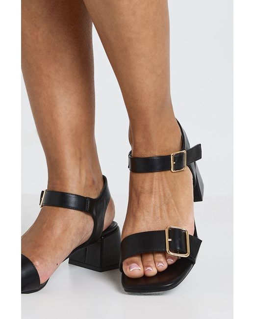 Boohoo Brown Wide Fit Buckle 2 Part Heels