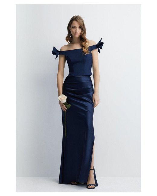 Coast Blue Premium Satin Figure Shaping Bridesmaids Maxi Skirt