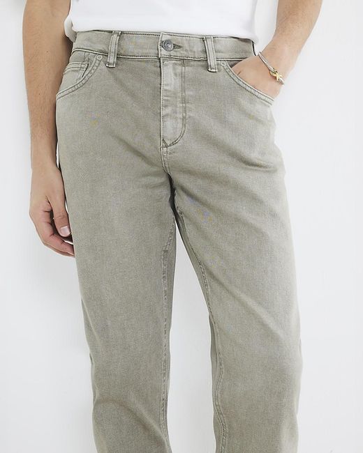 River Island White Slim Fit Jeans Cotton for men