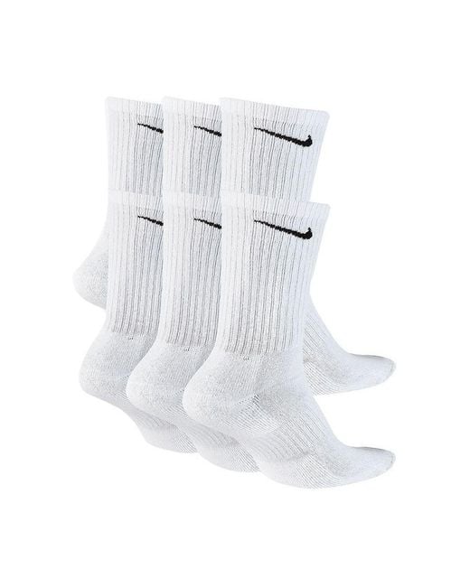 Nike White Sx7666 Everyday Cushion Crew Training Socks (6 Pairs) Cotton