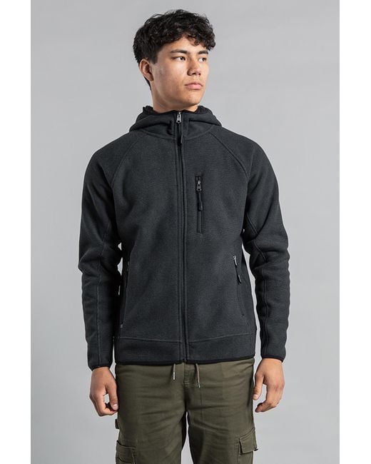 Kensington Eastside Gray Zip-Through Hooded Fleece With Sherpa Lining for men