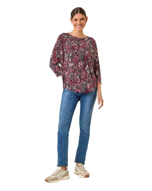 Roman Textured Ditsy Floral Stretch Top