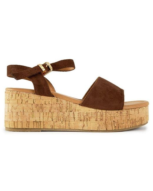 V.Gan Brown Vegan Gotu Cork Wedge Sandals