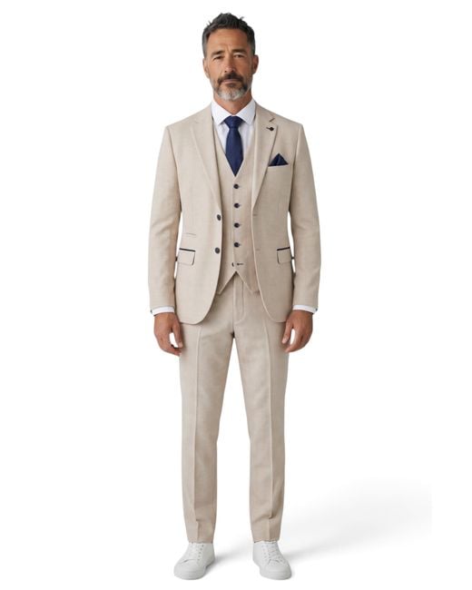 Paul Andrew Natural Checked Tailored Fit Suit for men