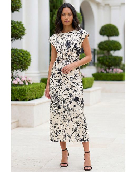 Roman Green Printed Twist Front Wrap Dress
