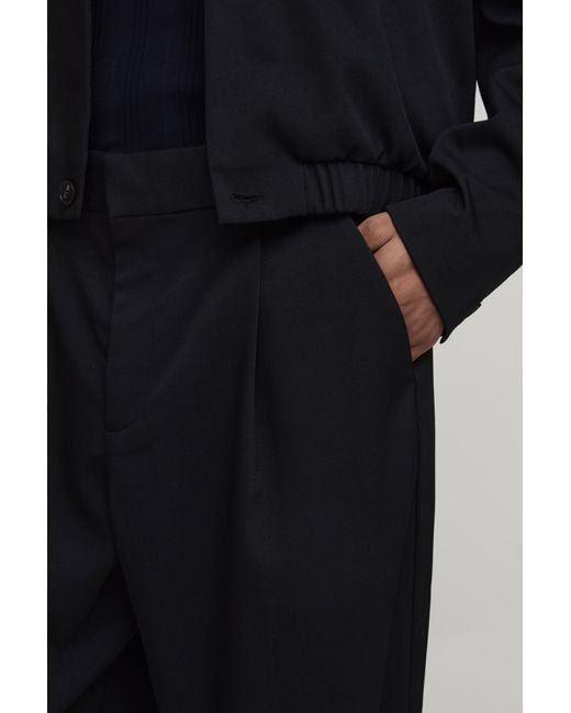 BoohooMAN Black Tailored Wide Leg Pleat Front Co-Ord Trousers for men