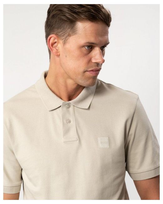 Boss Natural Passenger Stretch-Cotton Slim-Fit Polo Shirt With Logo Patch for men