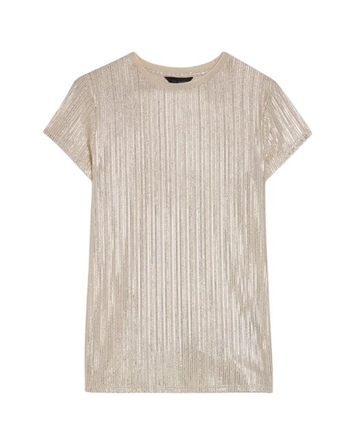 Ted Baker Natural Katrino Metallic Short Sleeve Crew Neck T-Shirt