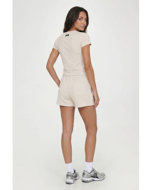 Boohoo Natural Cap Sleeve Top And Sweat Short Tracksuit