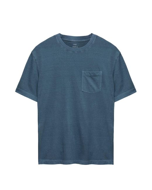 Secret Label Blue Cotton Pocket T-Shirt for men