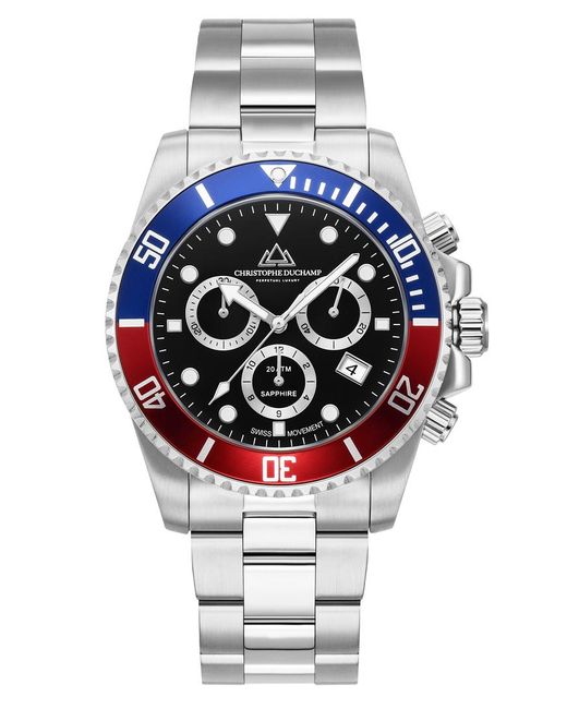 Christophe Duchamp Gray Marine Chrono Watch 44Mm for men