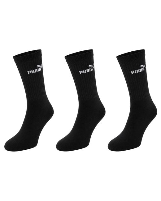 PUMA Black 3-Pack Elements Crew Socks for men