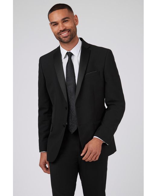Limehaus Black Notch Tailored Fit Tuxedo Jacket for men