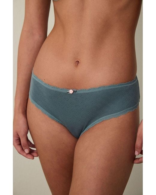 Penti Blue Low-Waist Heart Print Cotton Hipster Brief