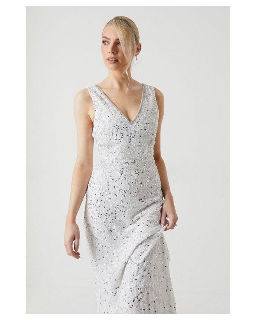 Oasis Bridal Floral Embellished Maxi Dress in White Lyst UK