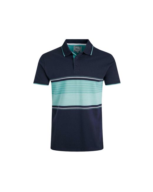 Weird Fish Blue Sunbury Striped Pique Organic Polo Shirt (Aquamarine) for men