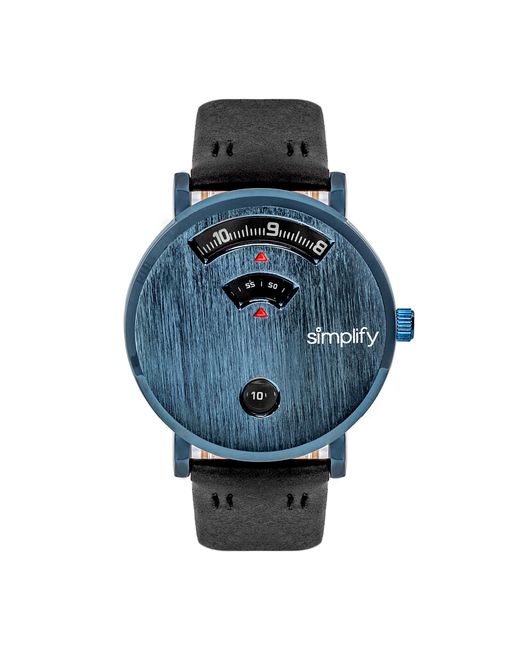 Simplify Blue The 7000 Leather-Band Watch