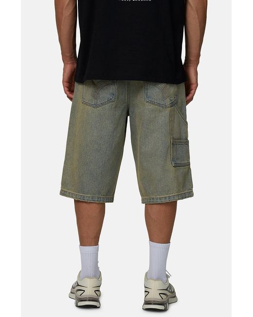 Good For Nothing Black Baggy Washed Denim Carpenter Shorts for men