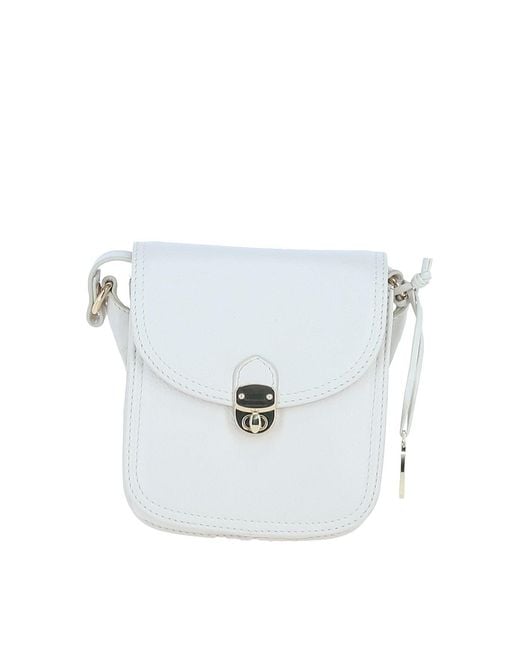 Ashwood Leather White Elegant Crossbody Bag With Twist Lock