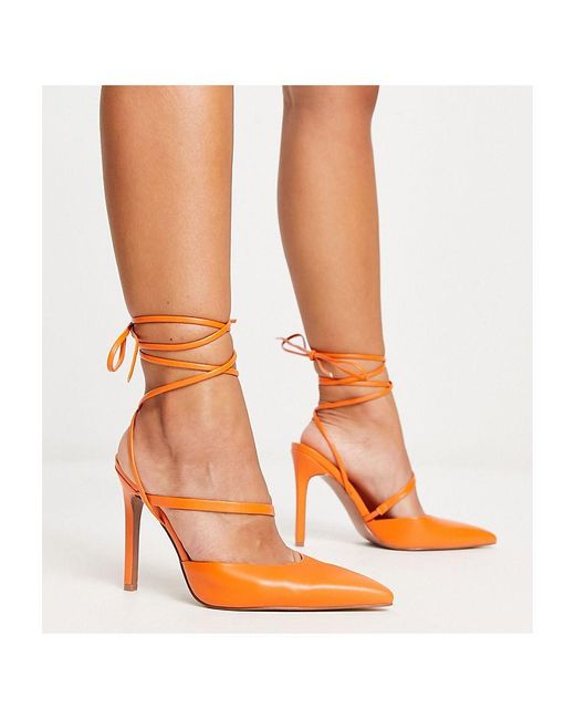 ASOS Orange Wide Fit Pride Tie Leg High Heeled Shoes