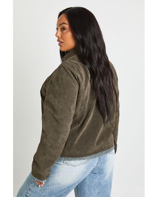 Boohoo Brown Plus Suede Collared Jacket