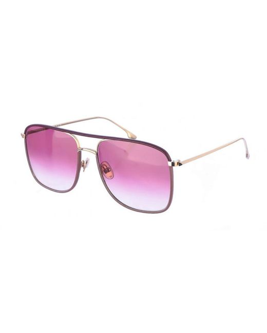 Victoria Beckham Pink Metal Sunglasses With Rectangular Shape Vb210Sl