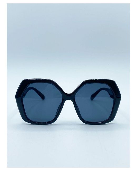 SVNX Blue Oversized Rounded Angular Sunglasses