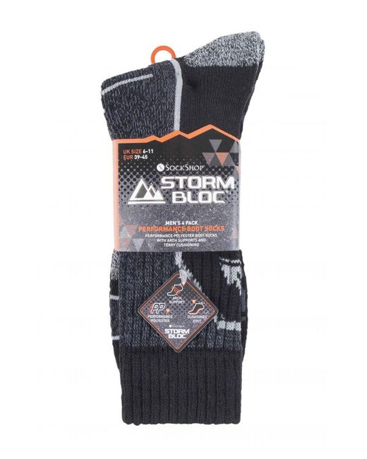 Storm Bloc Blue 4 Pack Cushion Lightweight Hiking Boot Socks For Warm Weather for men
