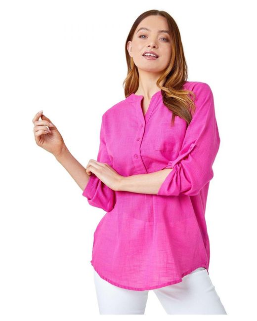 Roman Pink Button Detail Cotton Overshirt