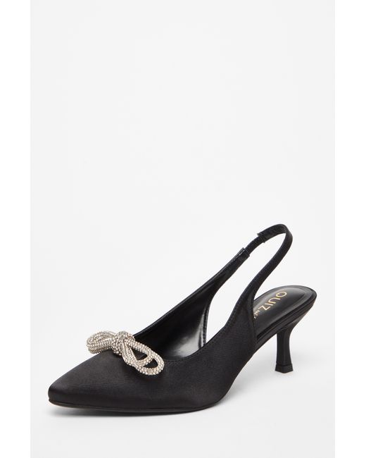 Quiz Black Wide Fit Slingback Court Heels