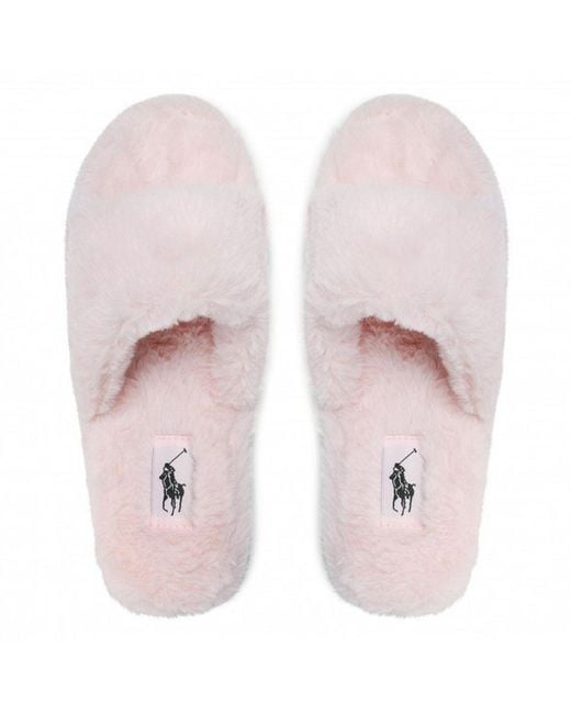 Ralph Lauren Pink Fur Slide Slippers