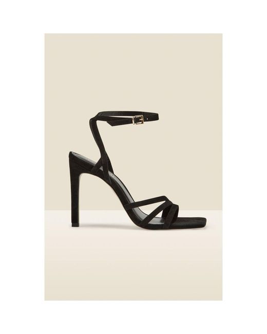 Sosandar White Adelaide Suede Multi Strap Square Toe Sandal