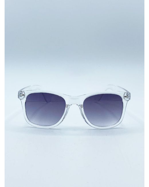 SVNX Blue Clear Wayfarer Sunglasses With Graded Lenses