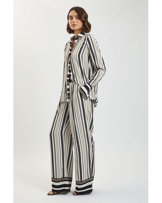 Karen Millen Multicolor Petite Contrast Stripe Viscose Co Ord Shirt