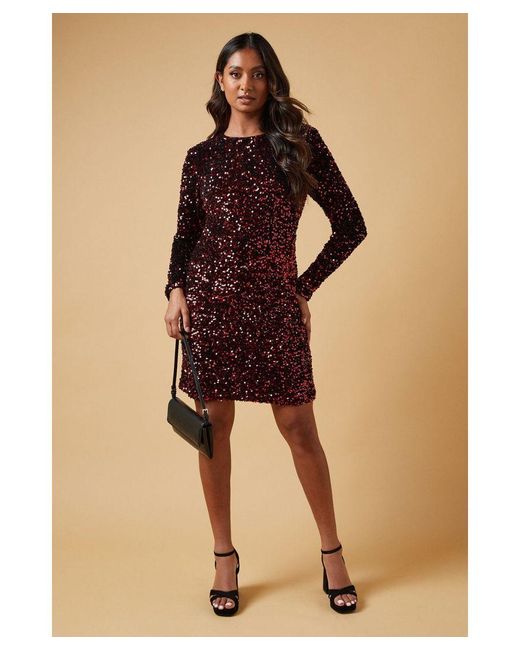 Oasis Black Occasion Sequin Shoulder Pad Mini Dress