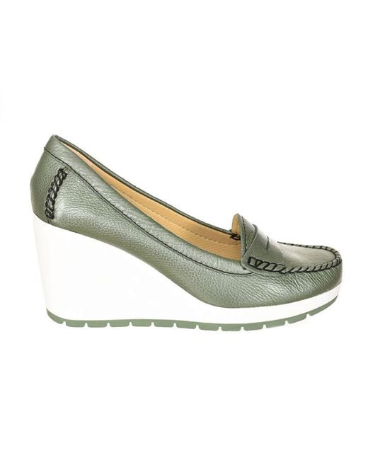 Geox Green S Leather Wedge Moccasin